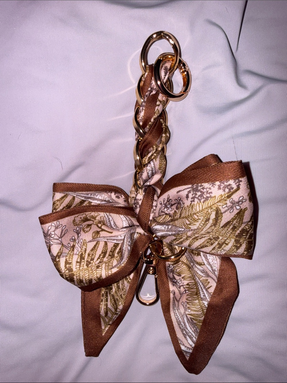 Brown & Gold Bow Keychain Bag Charm